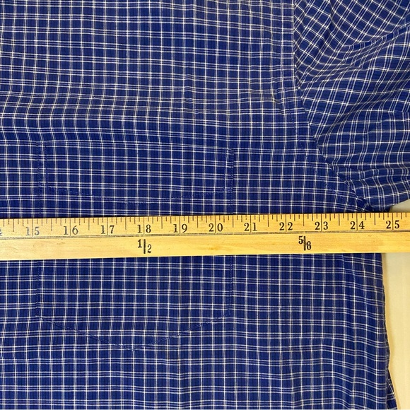 Eddie Bauer blue long sleeve checkered plaid collared dress shirt sz L - Picture 9 of 14